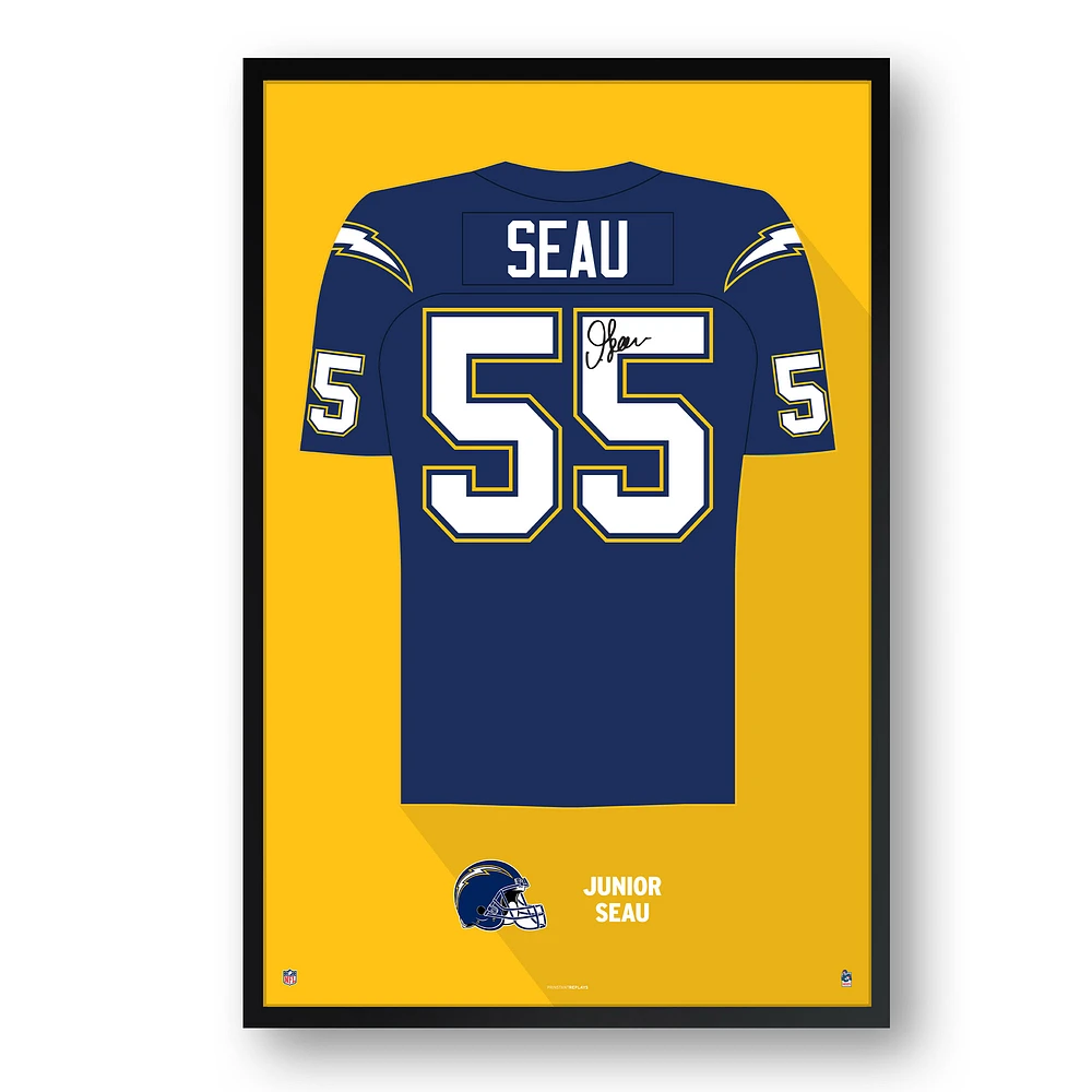 Junior Seau Los Angeles Chargers Framed 27" x 39" Retired Jersey Art Print