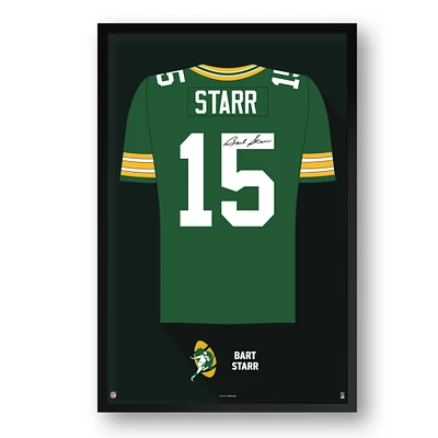 Bart Starr Green Bay Packers Framed 27" x 39" Retired Jersey Art Print