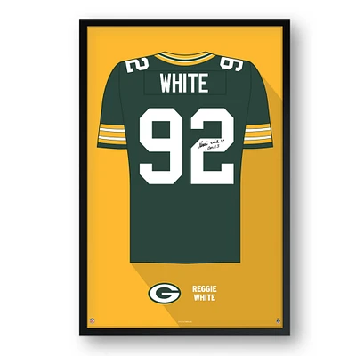 Reggie White Green Bay Packers Framed 27" x 39" Retired Jersey Art Print