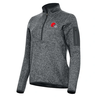 Women's Antigua Heather Cleveland Browns Fortune Half-Zip Jacket