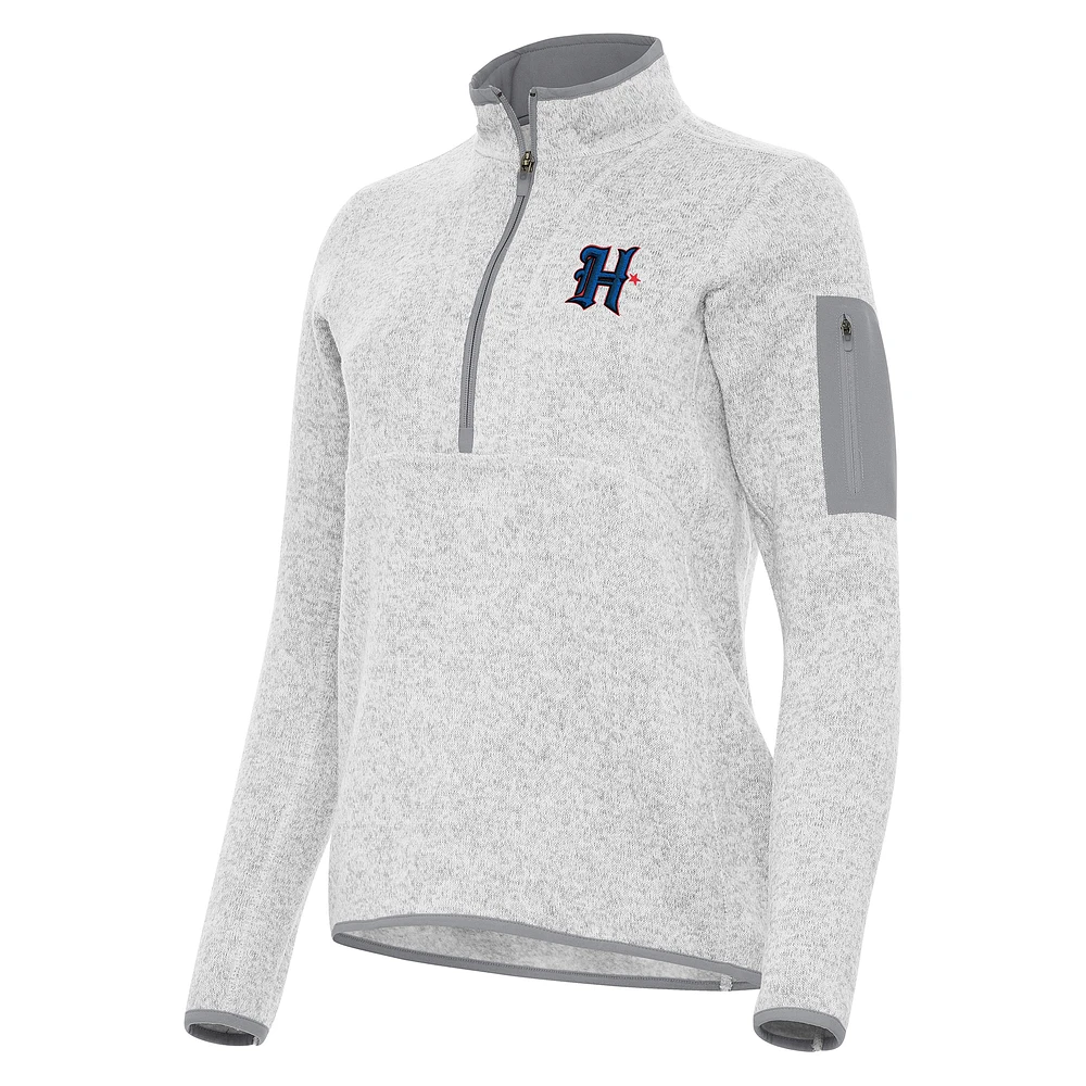 Women's Antigua Heather Houston Texans H-Town Fortune Half-Zip Jacket