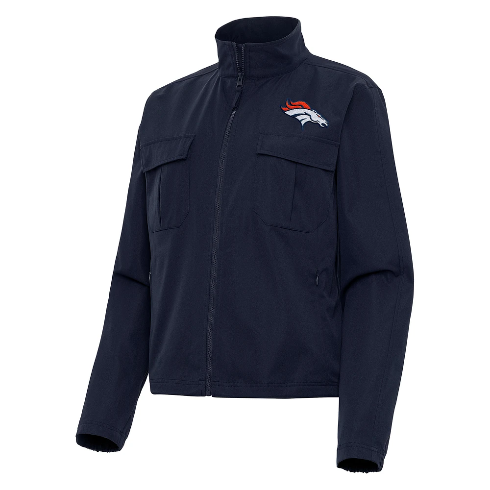 Women's Antigua Navy Denver Broncos Even Par Full-Zip Jacket