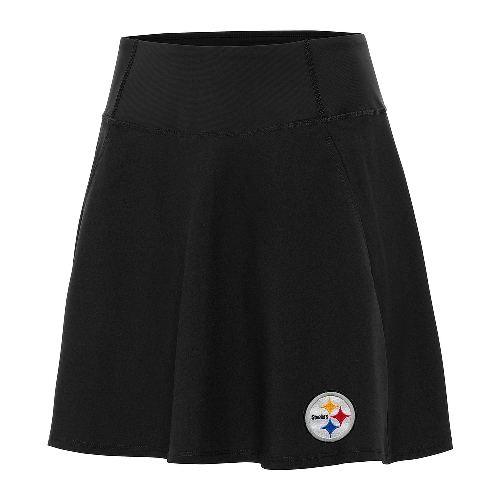 Women's Antigua Black Pittsburgh Steelers Chip Skort
