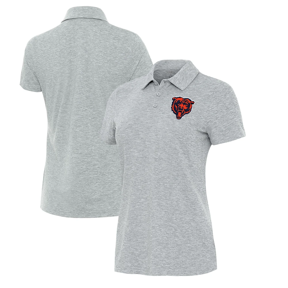 Women's Antigua Heather Gray Chicago Bears Matter Polo