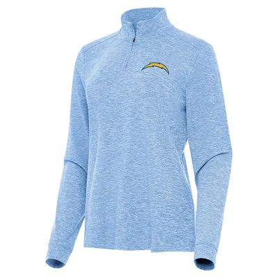 Women's Antigua Heather Powder Blue Los Angeles Chargers Mentor Quarter-Zip Jacket