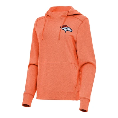 Women's Antigua Heather Denver Broncos Justice Pullover Hoodie