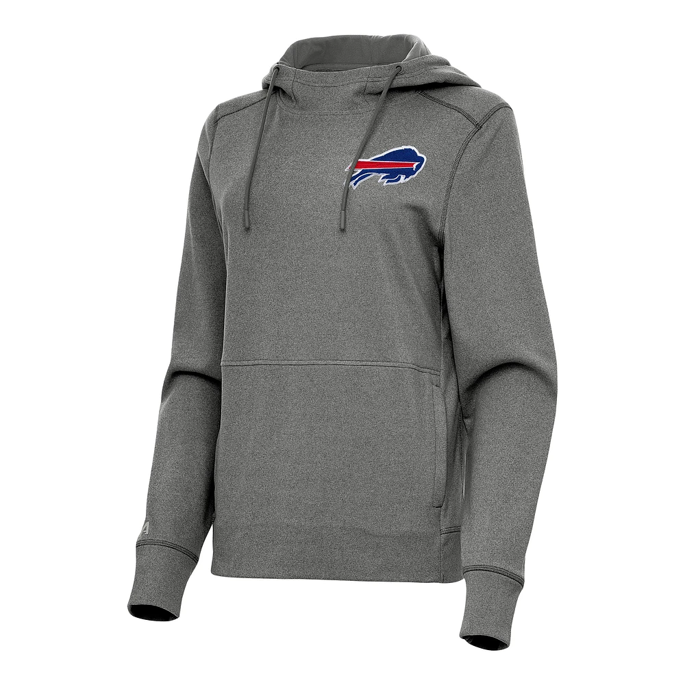 Women's Antigua Heather Black Buffalo Bills Justice Pullover Hoodie
