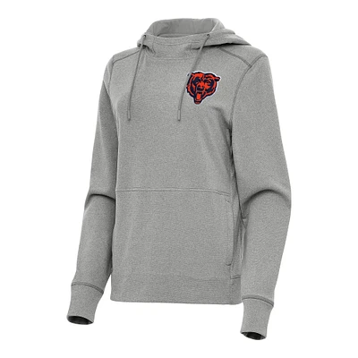 Women's Antigua Heather Gray Chicago Bears Justice Pullover Hoodie