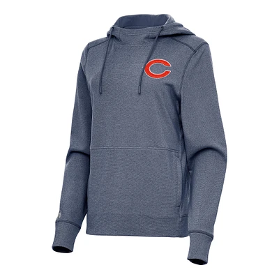 Women's Antigua Heather Navy Chicago Bears Justice Pullover Hoodie