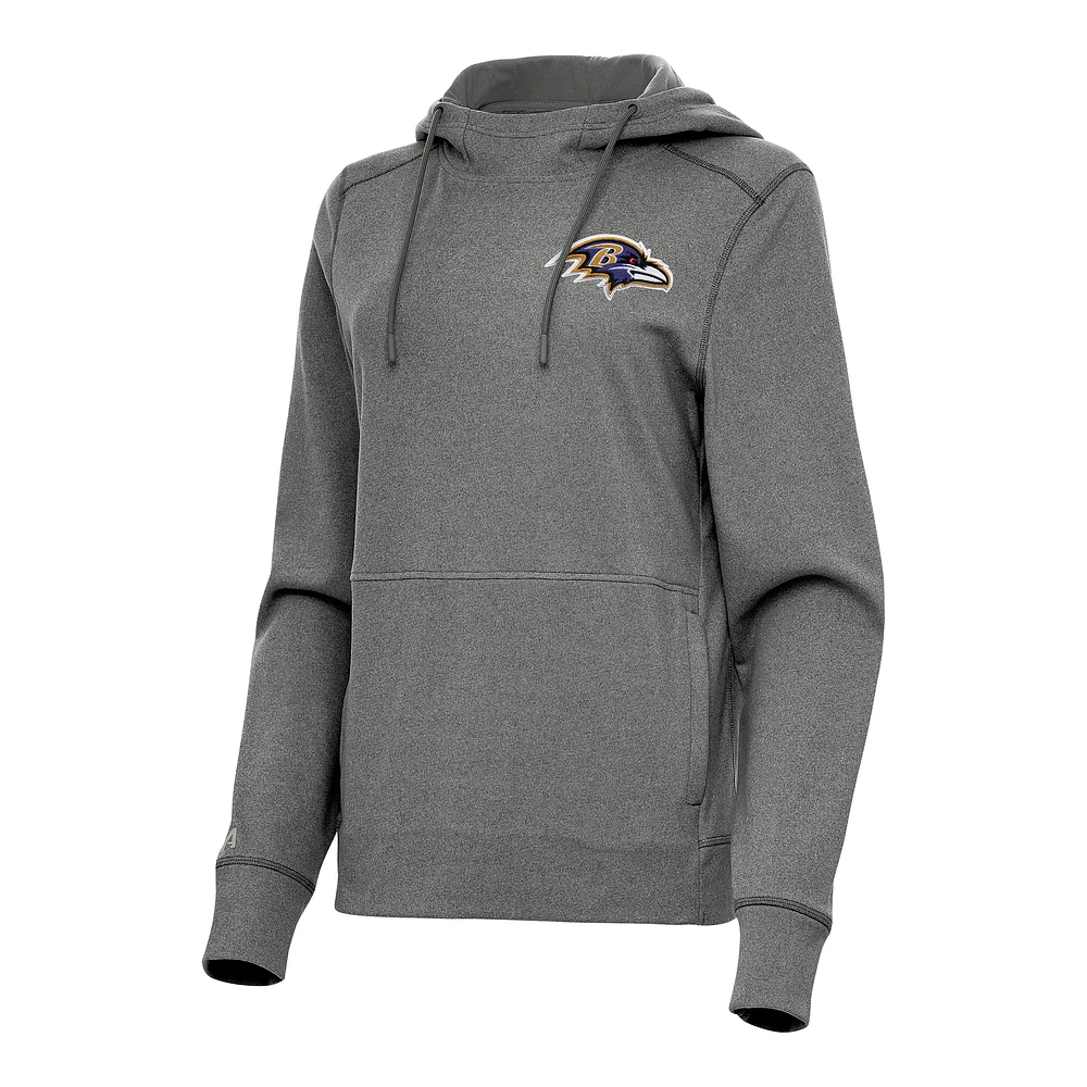 Women's Antigua Heather Black Baltimore Ravens Justice Pullover Hoodie