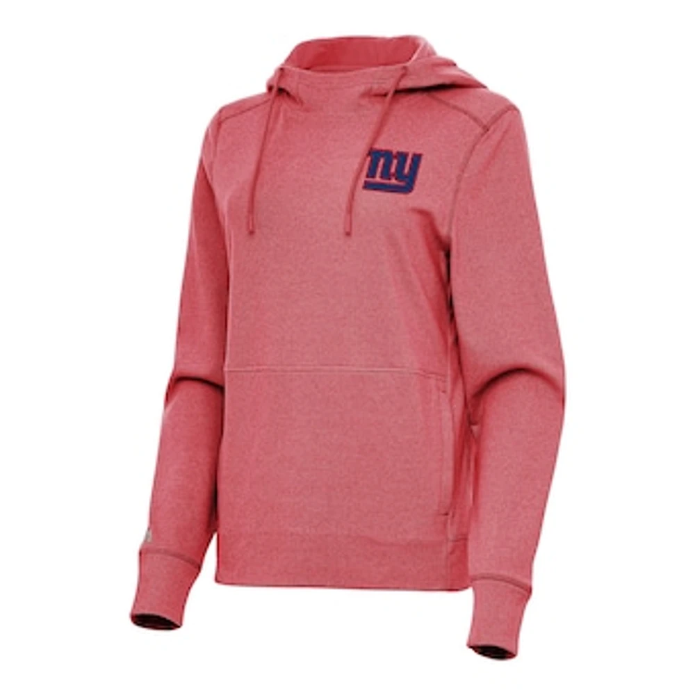 Women's Antigua Heather Red New York Giants Justice Pullover Hoodie