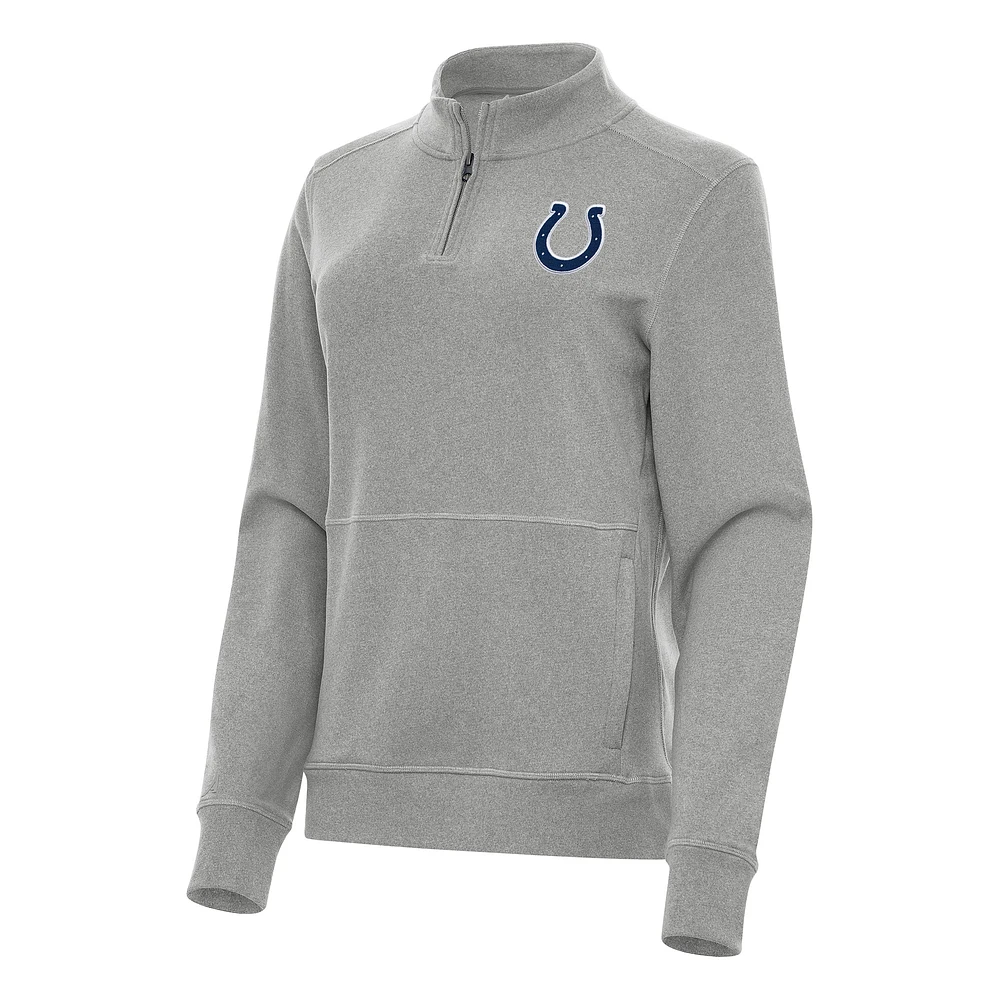 Women's Antigua Heather Gray Indianapolis Colts Crush Quarter-Zip Jacket