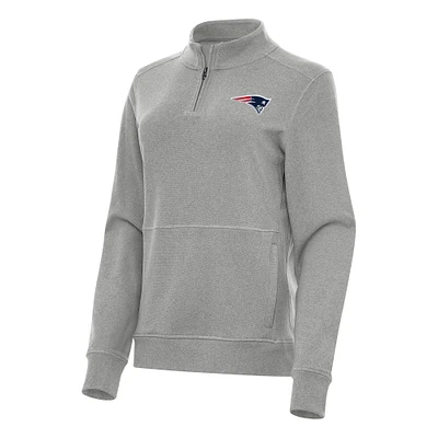 Women's Antigua Heather New England Patriots Crush Quarter-Zip Jacket
