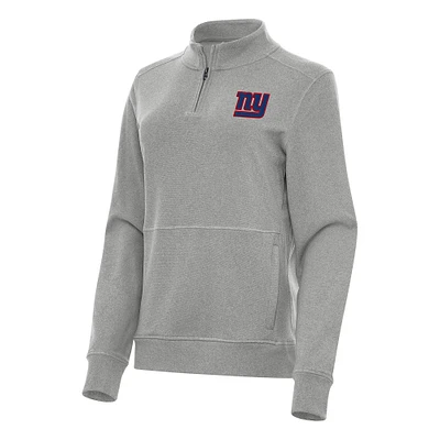 Women's Antigua Heather New York Giants Crush Quarter-Zip Jacket