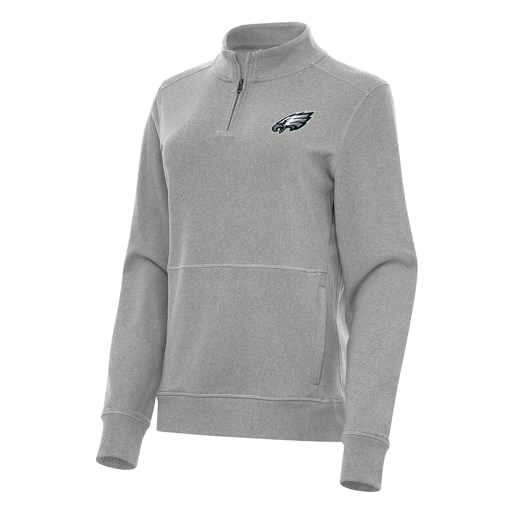Women's Antigua Heather Philadelphia Eagles Crush Quarter-Zip Jacket