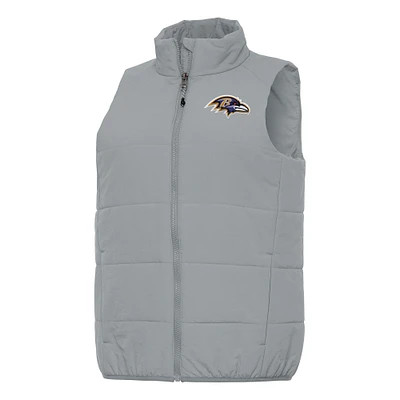 Women's Antigua Gray Baltimore Ravens Experience Full-Zip Vest