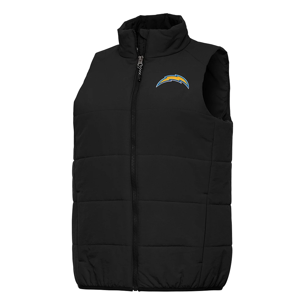 Women's Antigua Black Los Angeles Chargers Experience Full-Zip Vest