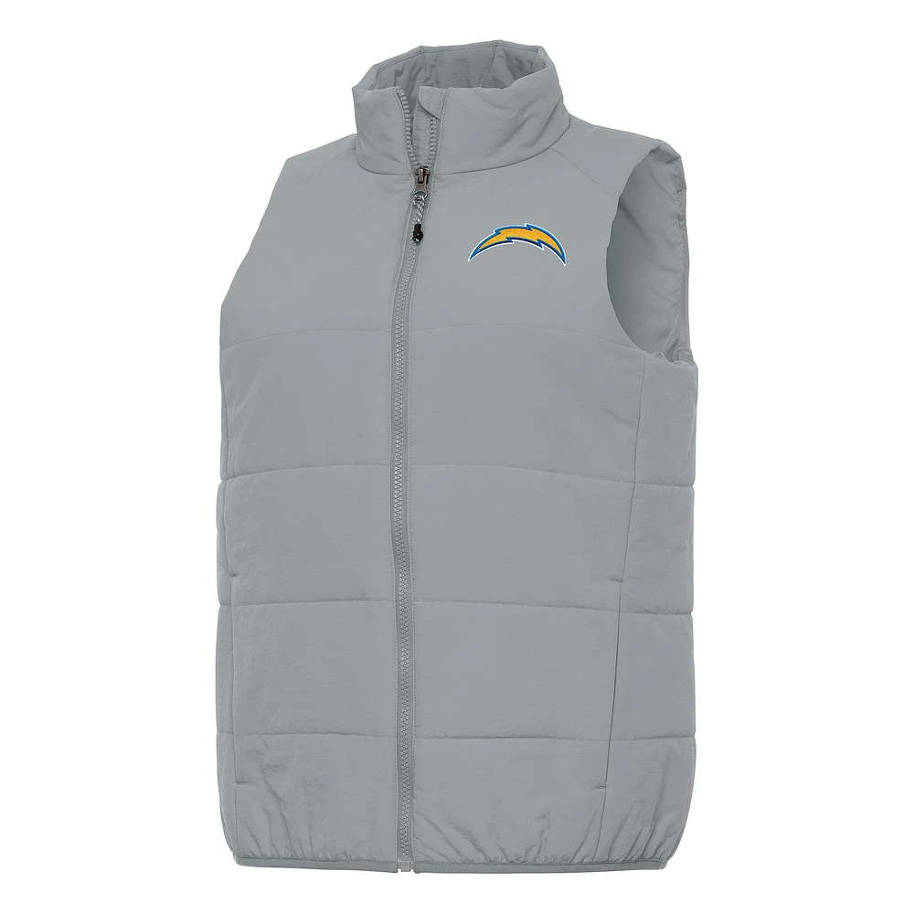 Women's Antigua Gray Los Angeles Chargers Experience Full-Zip Vest