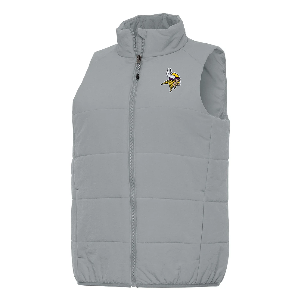Women's Antigua Gray Minnesota Vikings Experience Full-Zip Vest