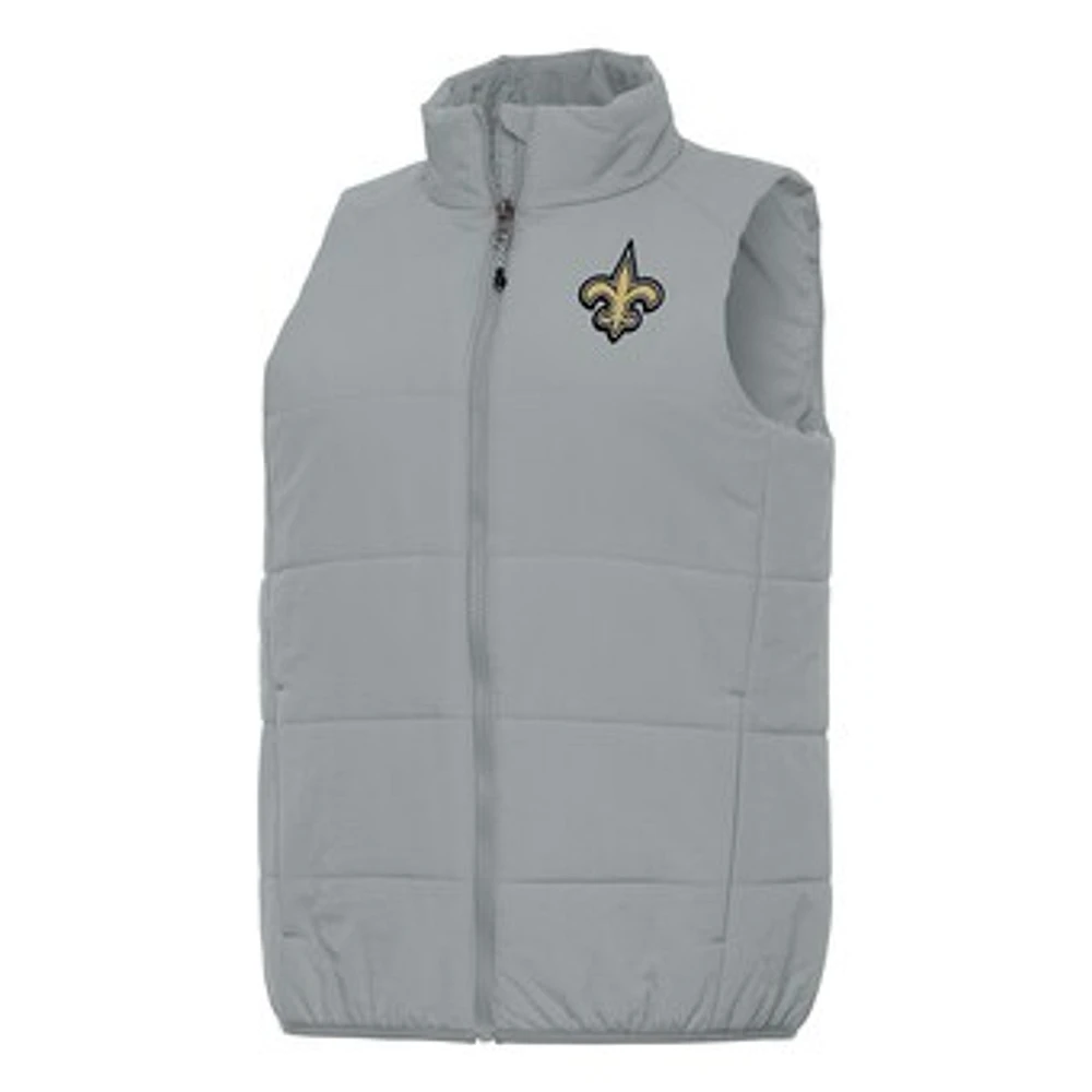 Women's Antigua Gray New Orleans Saints Experience Full-Zip Vest