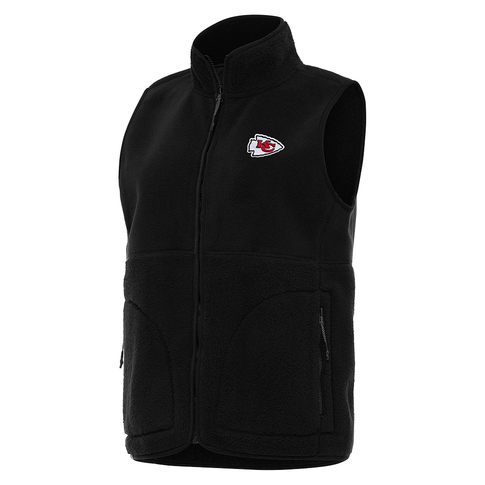 Women's Antigua Black Kansas City Chiefs Nostalgic Full-Zip Vest