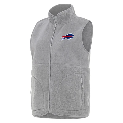 Women's Antigua Gray Buffalo Bills Nostalgic Full-Zip Vest