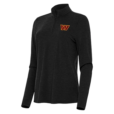 Women's Antigua  Heather Black Washington Commanders Bright Quarter-Zip Sweatshirt