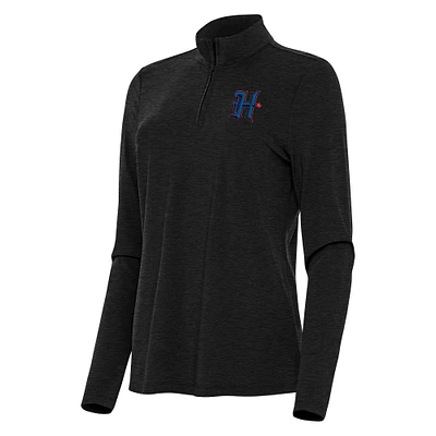 Women's Antigua Heather Black Houston Texans Bright Quarter-Zip Sweatshirt