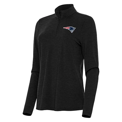 Women's Antigua Heather Black New England Patriots Bright Quarter-Zip Sweatshirt