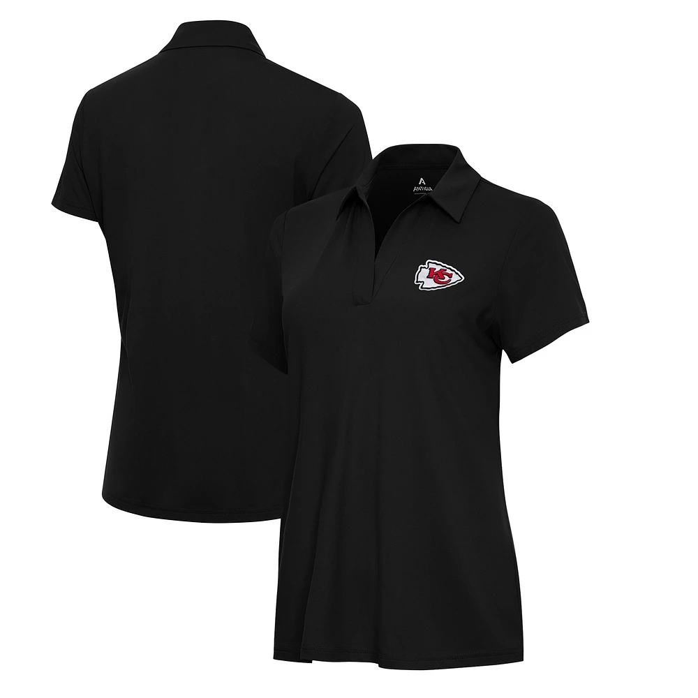 Women's Antigua Black Kansas City Chiefs Era V-Neck Polo