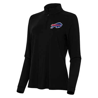 Women's Antigua Black Buffalo Bills Intent Quarter-Zip Sweatshirt