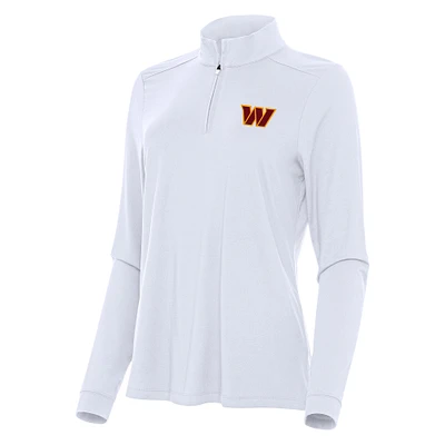 Women's Antigua White Washington Commanders Intent Quarter-Zip Sweatshirt