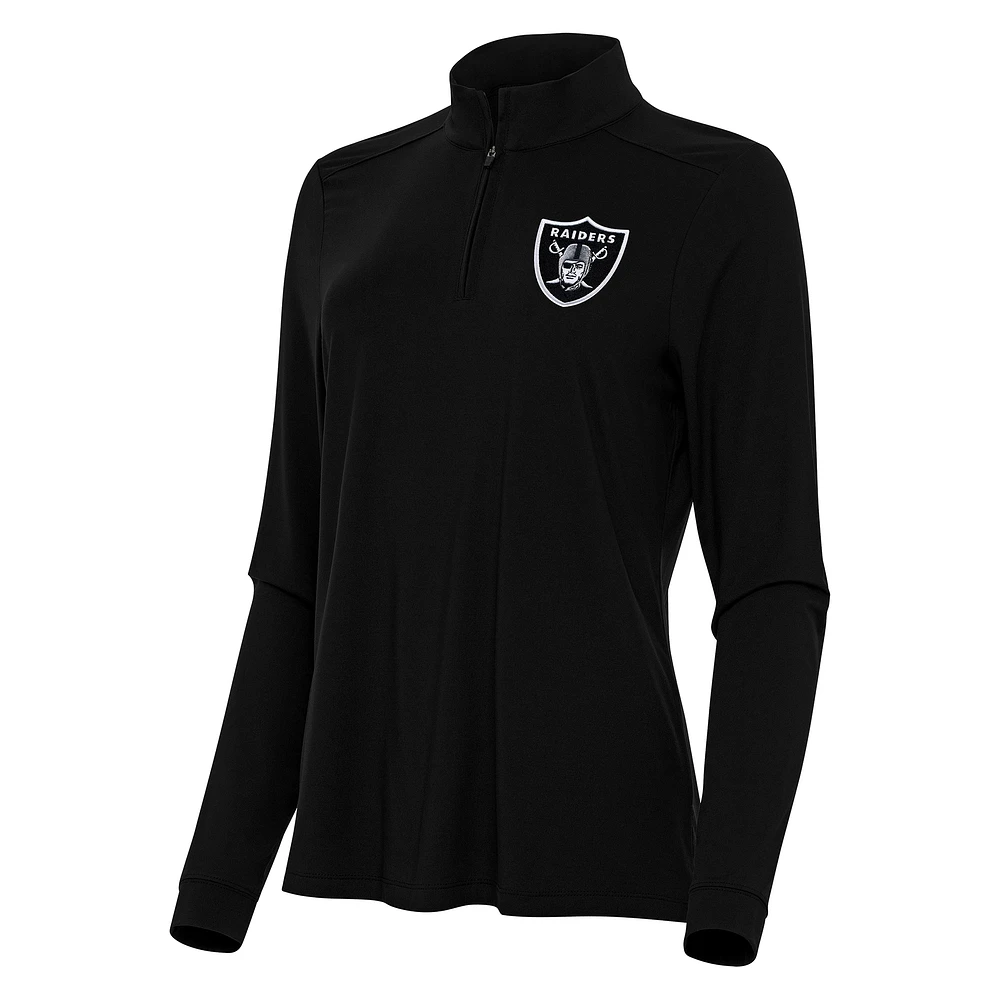 Women's Antigua Black Las Vegas Raiders Intent Quarter-Zip Sweatshirt