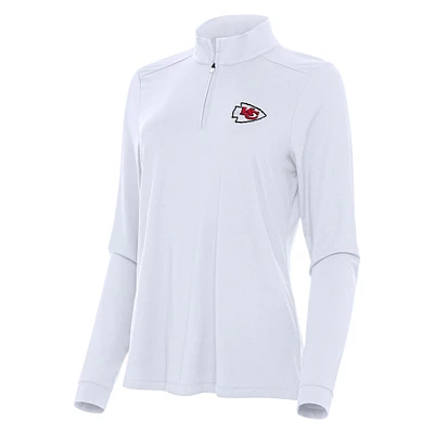 Women's Antigua White Kansas City Chiefs Intent Quarter-Zip Sweatshirt
