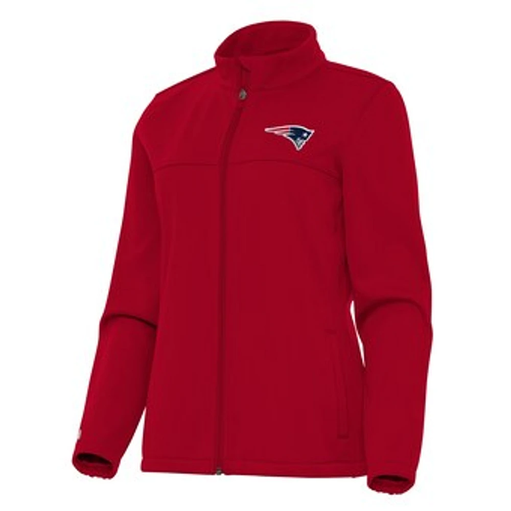 Women's Antigua Red New England Patriots Links 2 Golf Full-Zip Jacket