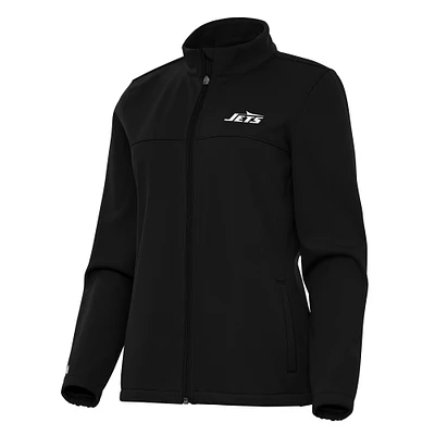 Women's Antigua Black New York Jets Links 2 Golf Full-Zip Jacket