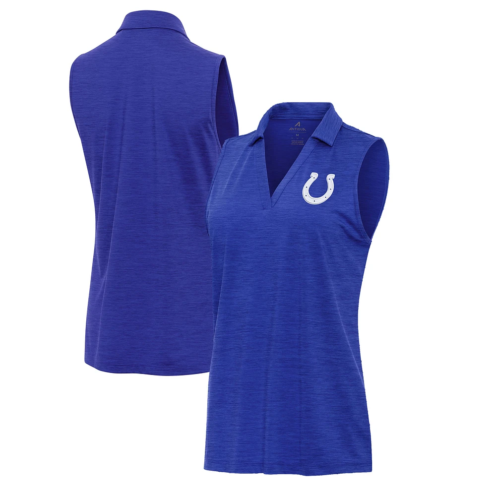 Women's Antigua Heather Royal Indianapolis Colts Layout Sleeveless V-Neck Polo