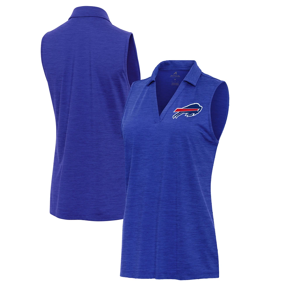 Women's Antigua Heather Royal Buffalo Bills Layout Sleeveless V-Neck Polo