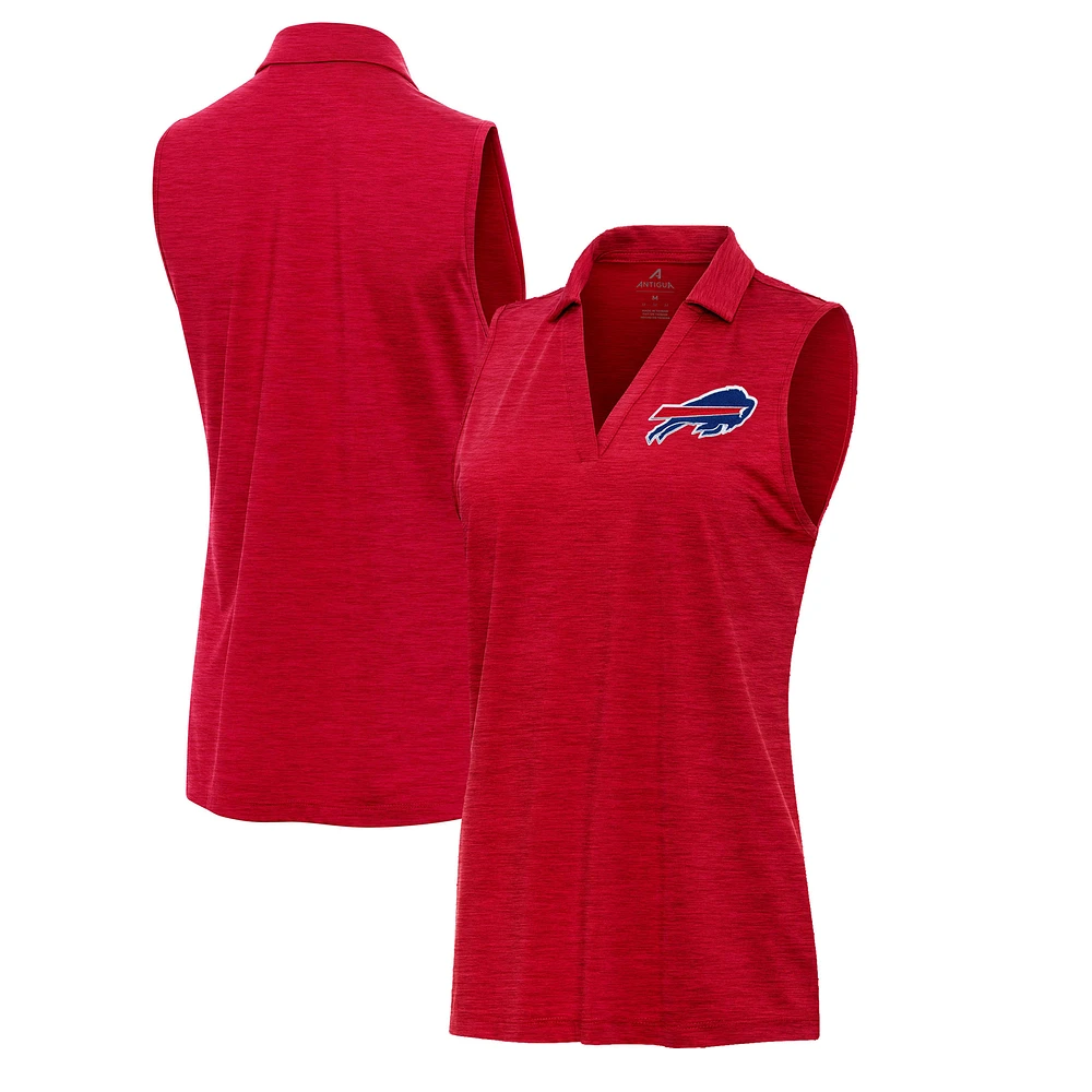 Women's Antigua Heather Red Buffalo Bills Layout Sleeveless V-Neck Polo