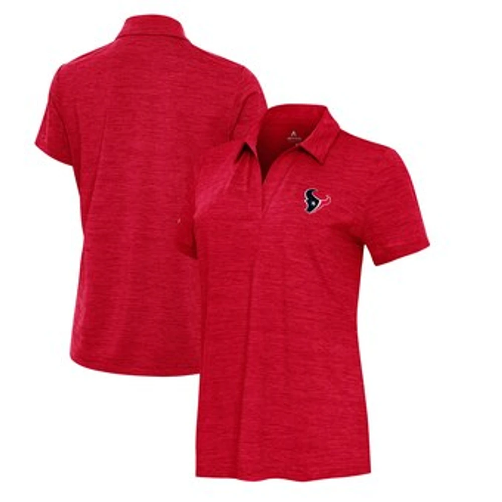 Women's Antigua Heather Red Houston Texans Layout V-Neck Polo