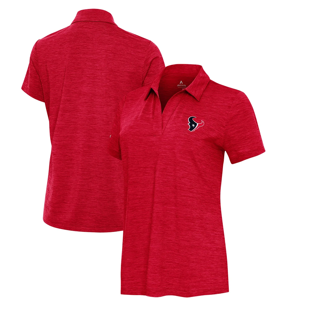 Women's Antigua Heather Red Houston Texans Layout V-Neck Polo