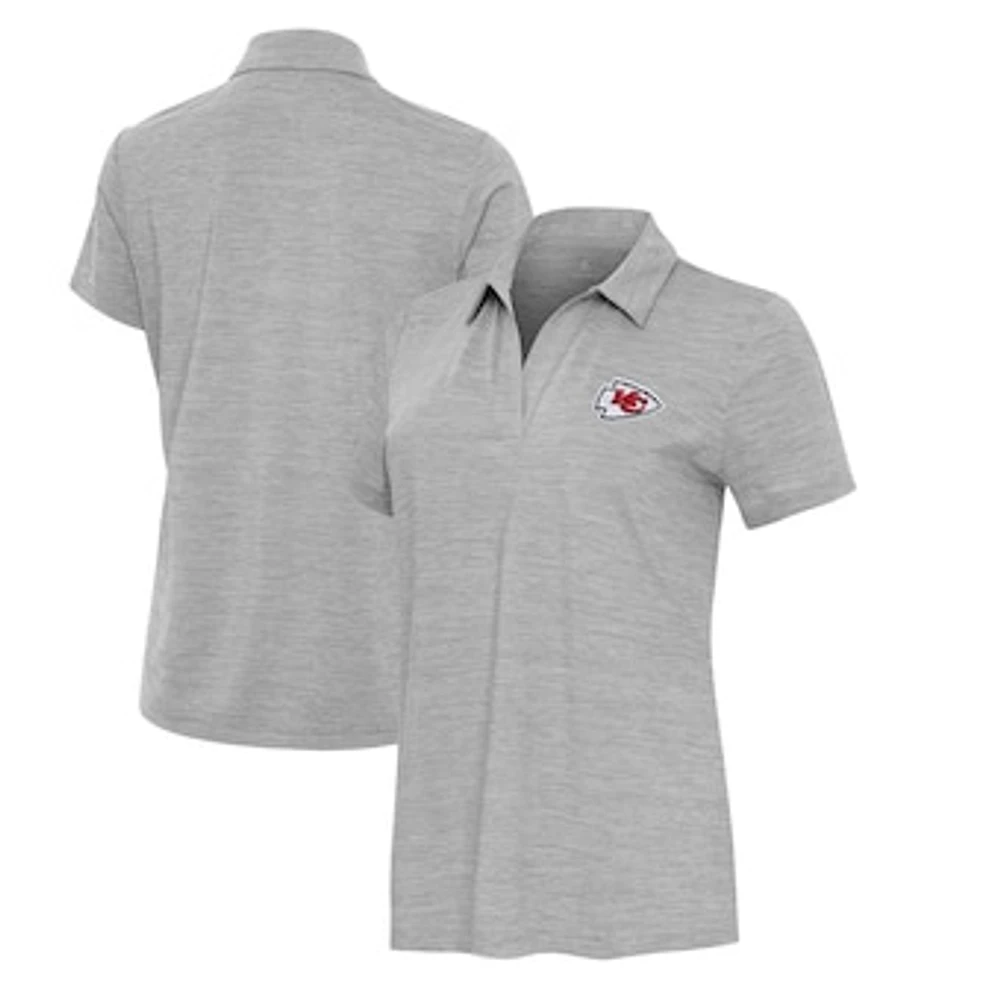 Women's Antigua Heather Kansas City Chiefs Layout V-Neck Polo