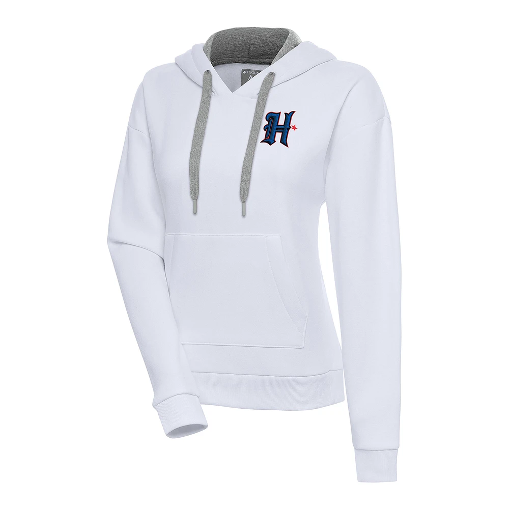 Women's Antigua White Houston Texans Victory Pullover Hoodie