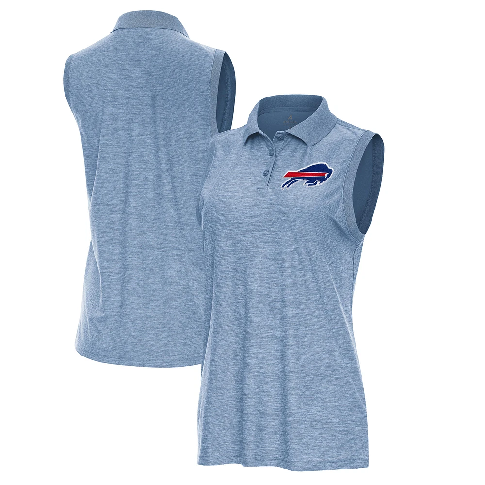Women's Antigua Heather Aqua Buffalo Bills Recap Sleeveless Polo