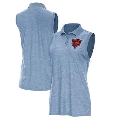 Women's Antigua Heather Aqua Chicago Bears Recap Sleeveless Polo