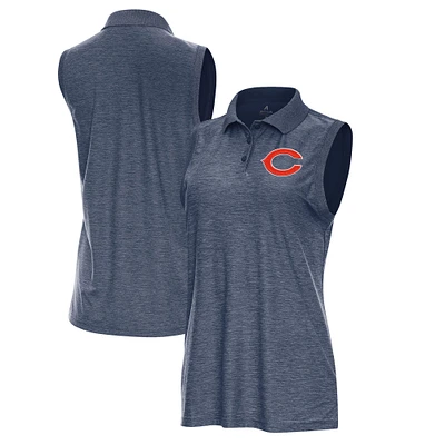 Women's Antigua Heather Navy Chicago Bears Recap Sleeveless Polo