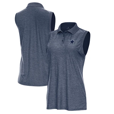 Women's Antigua Heather Navy Dallas Cowboys Recap Sleeveless Polo