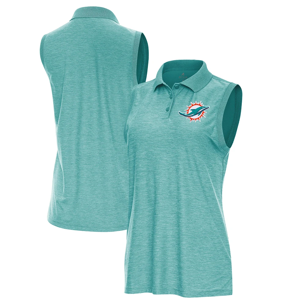 Women's Antigua Heather Aqua Miami Dolphins Recap Sleeveless Polo