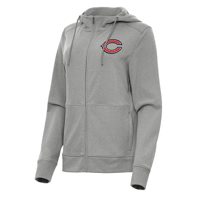 Women's Antigua Heather Gray Chicago Bears Seeker Full-Zip Hoodie Jacket