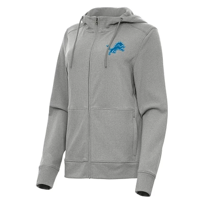 Women's Antigua Heather Gray Detroit Lions Seeker Full-Zip Hoodie Jacket
